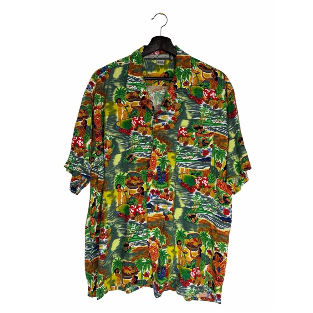 Vintage Pineapple Connection Hawaiian/Aloha Shirt size Large Rayon Tiki Island